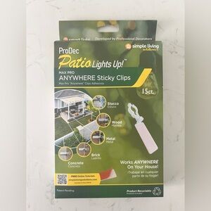 ProDec Patio Lights Up! MAX PRO ANYWHERE Sticky Clips – 15 ct - NIB